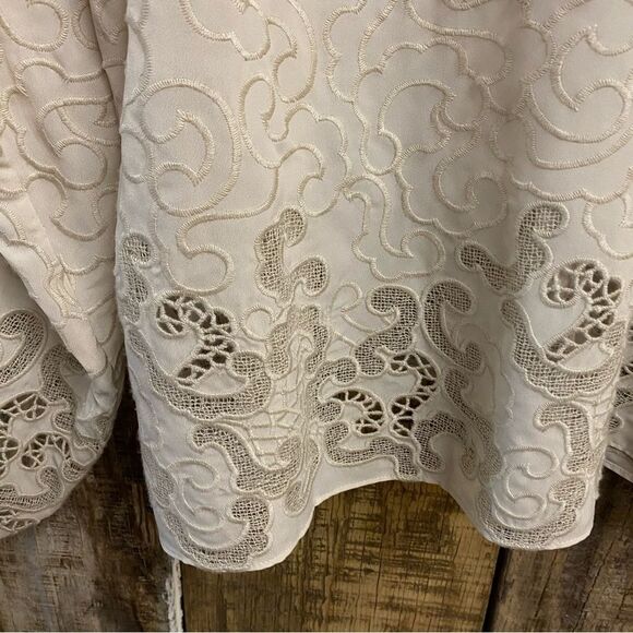 Jonathan Simkhai 
Jaid Embroidered Eyelet Blouse Cream Lace top $495 Sz L - Picture 15 of 15